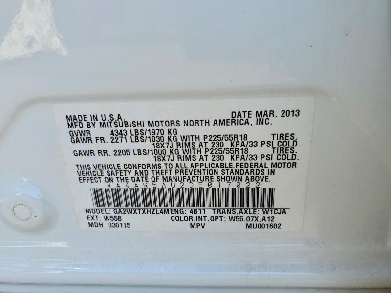 Продажа на аукционе авто 2013 Mitsubishi Outlander Sport, vin: 4A4AR5AU2DE017022, номер лота: 62219756