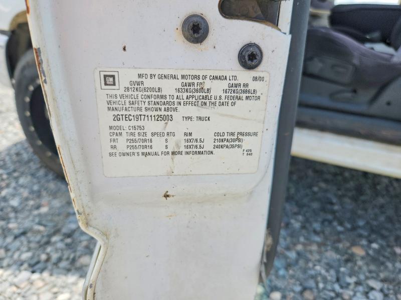 62310236 :رقم المزاد ، 2GTEC19T711125003 vin ، 2001 Gmc New Sierra مزاد بيع