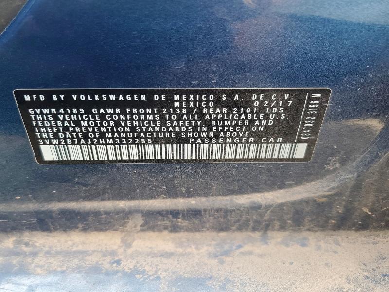 60713006 :رقم المزاد ، 3VW2B7AJ2HM332255 vin ، 2017 Volkswagen Jetta مزاد بيع