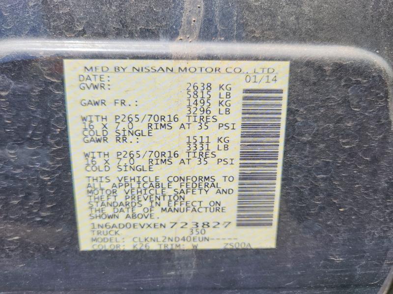 60671216 :رقم المزاد ، 1N6AD0EVXEN723827 vin ، 2014 Nissan Frontier مزاد بيع