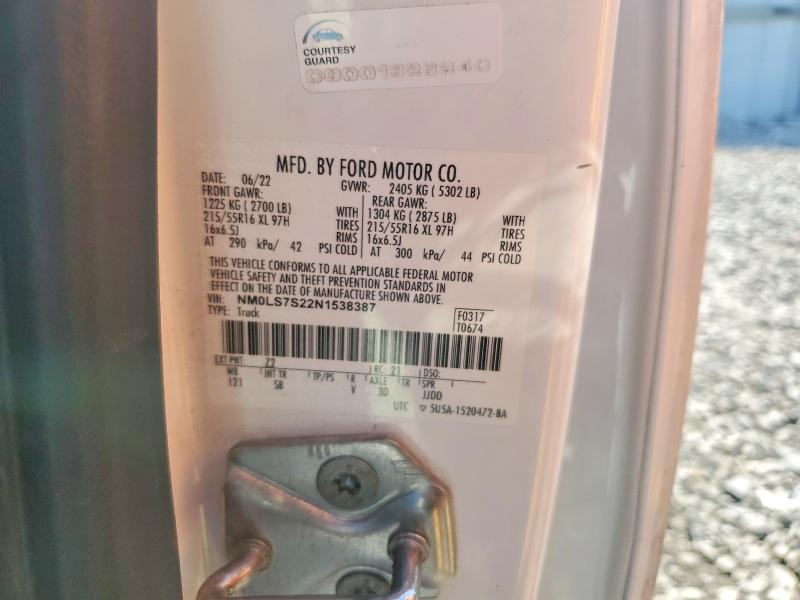 60216786 :رقم المزاد ، NM0LS7S22N1538387 vin ، 2022 Ford Transit Connect مزاد بيع