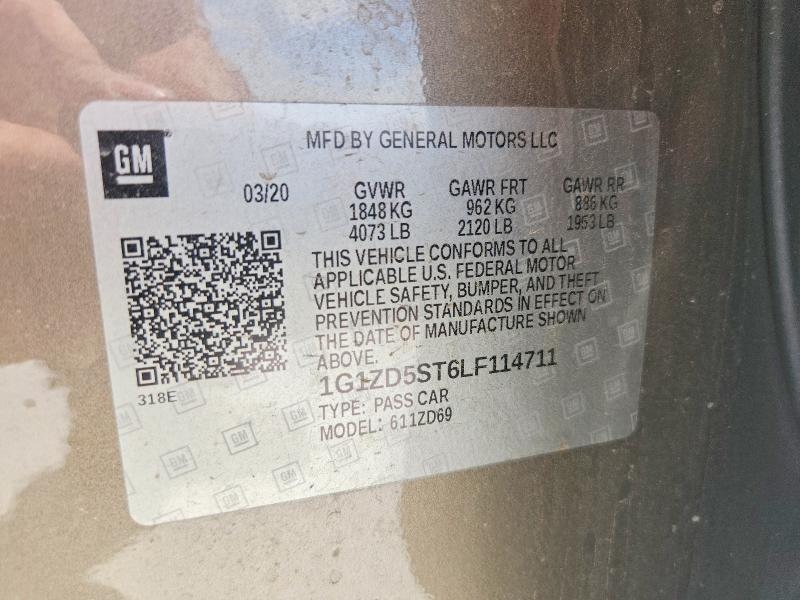 Aukcja sprzedaży 2020 Chevrolet Malibu, vin: 1G1ZD5ST6LF114711, numer aukcji: 56799306