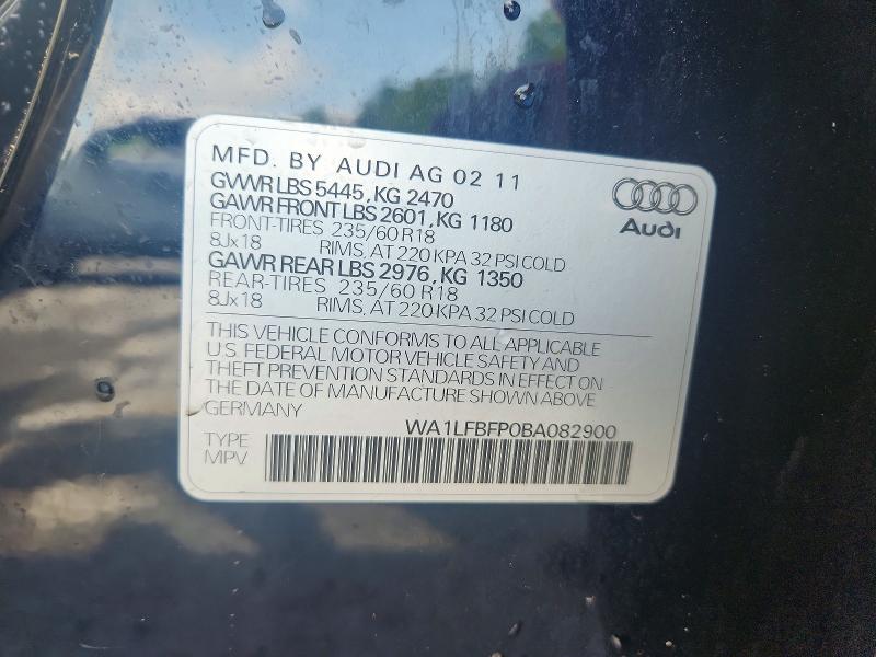 Продаж на аукціоні авто 2011 Audi Q5, vin: WA1LFBFP0BA082900, номер лоту: 62019696