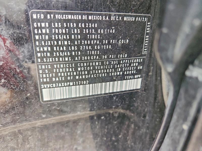 61169726 :رقم المزاد ، 3VVCB7AX6PM117182 vin ، 2023 Volkswagen Tiguan مزاد بيع