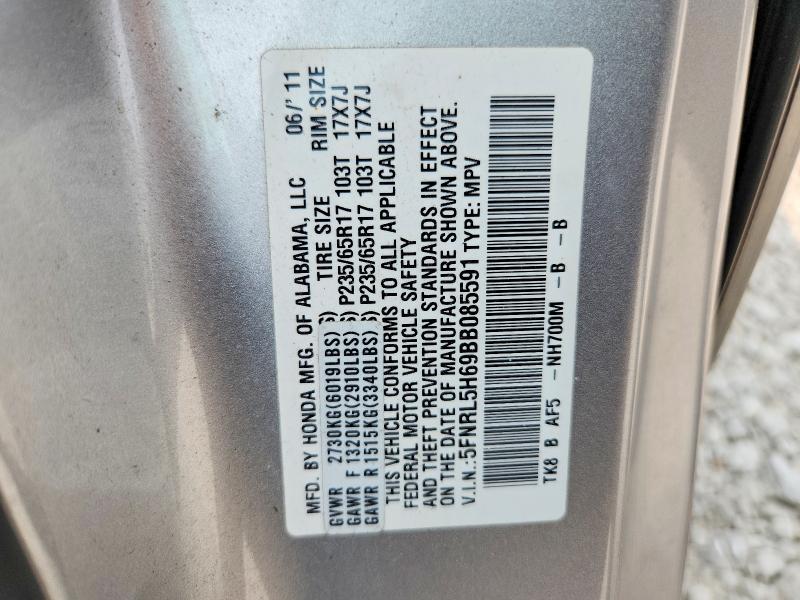 Aukcja sprzedaży 2011 Honda Odyssey, vin: 5FNRL5H69BB085591, numer aukcji: 61621746