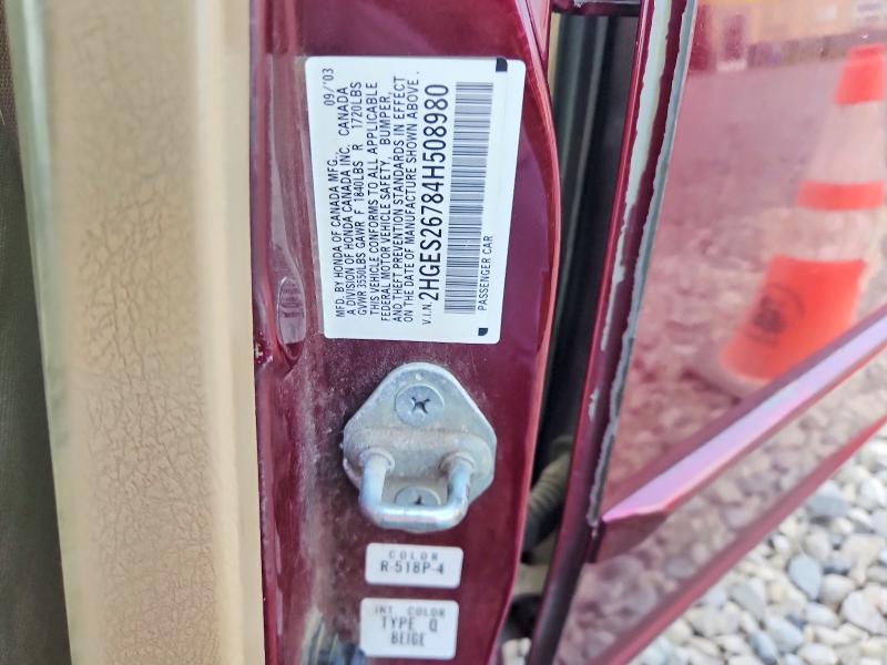 Aukcja sprzedaży 2004 Honda Civic, vin: 2HGES26784H508980, numer aukcji: 62273106