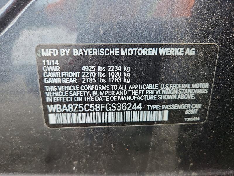 60038376 :رقم المزاد ، WBA8Z5C58FGS36244 vin ، 2015 Bmw 328 مزاد بيع