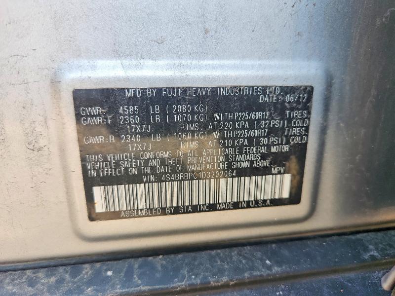 61025676 :رقم المزاد ، 4S4BRBPC1D3202064 vin ، 2013 Subaru Outback مزاد بيع