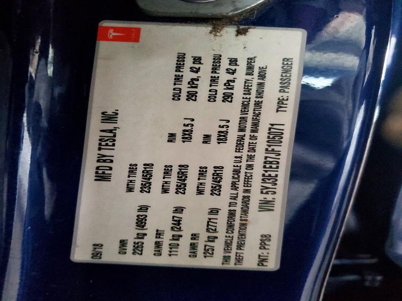 Aukcja sprzedaży 2018 Tesla Model 3, vin: 5YJ3E1EB7JF105071, numer aukcji: 60763066