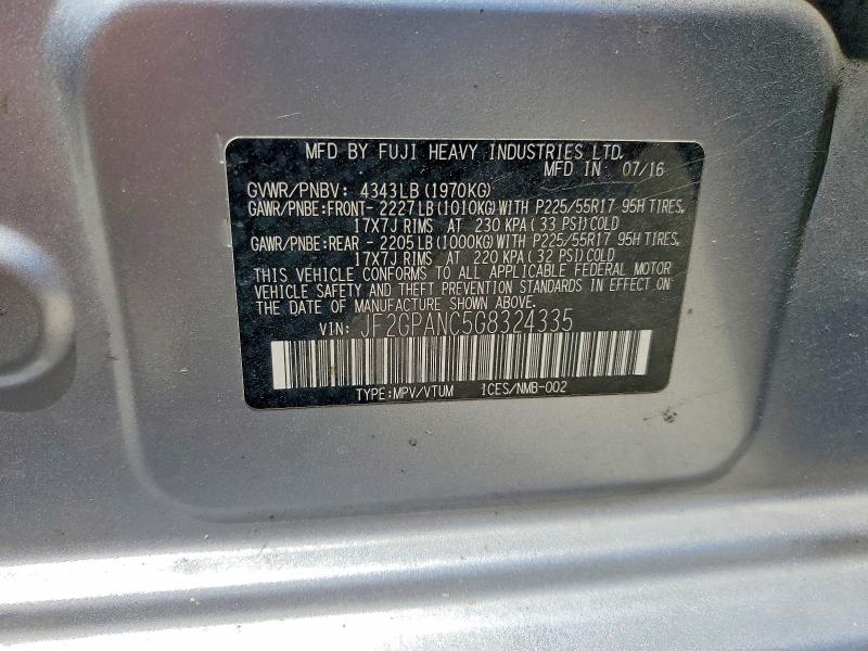 Aukcja sprzedaży 2016 Subaru Crosstrek, vin: JF2GPANC5G8324335, numer aukcji: 63160726