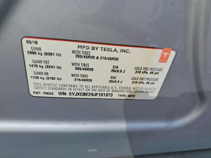 Продажа на аукционе авто 2018 Tesla Model X, vin: 5YJXCBE29JF101973, номер лота: 60886176