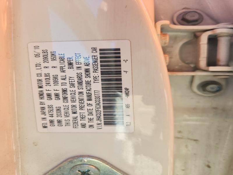 60205656 :رقم المزاد ، JH4CU2F63AC030777 vin ، 2010 Acura Tsx مزاد بيع