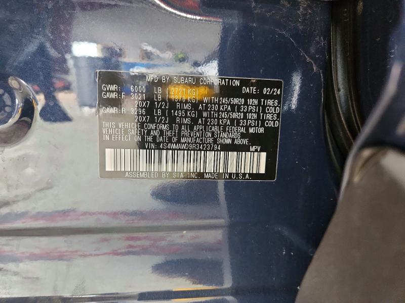 2024 Subaru Ascent მანქანა იყიდება აუქციონზე, vin: 4S4WMAWD9R3423794, აუქციონის ნომერი: 61563206