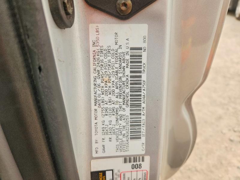 61150736 :رقم المزاد ، 5TEUU42N16Z218253 vin ، 2006 Toyota Tacoma مزاد بيع