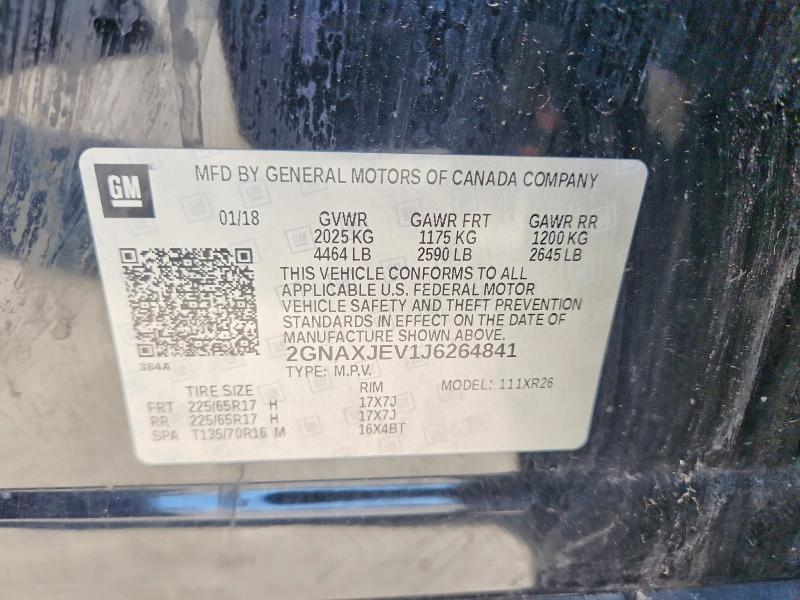 Продажа на аукционе авто 2018 Chevrolet Equinox, vin: 2GNAXJEV1J6264841, номер лота: 60767486