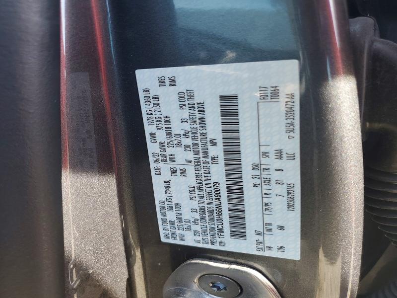 60365846 :رقم المزاد ، 1FMCU0H66NUA90079 vin ، 2022 Ford Escape مزاد بيع