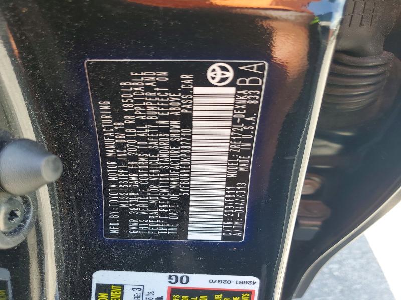Продаж на аукціоні авто 2019 Toyota Corolla, vin: 5YFBURHE0KP887710, номер лоту: 62005646