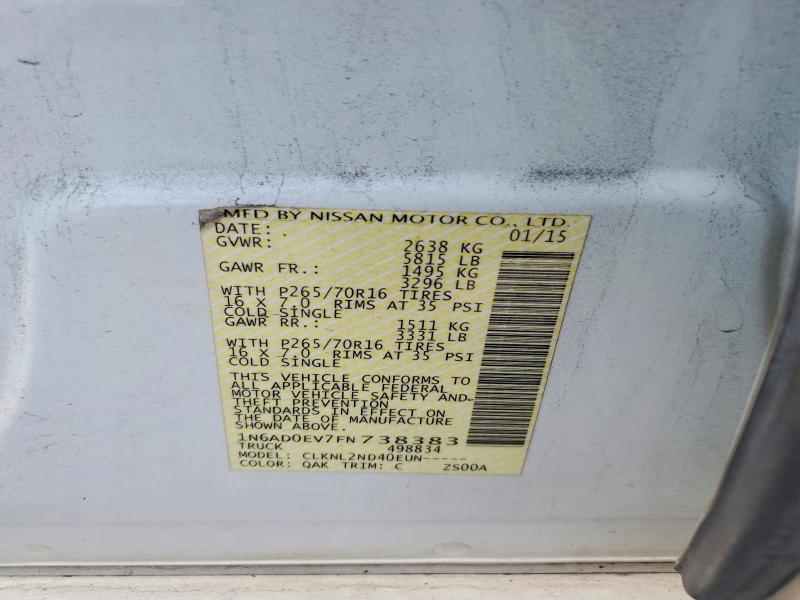Aukcja sprzedaży 2015 Nissan Frontier, vin: 1N6AD0EV7FN738383, numer aukcji: 62977926