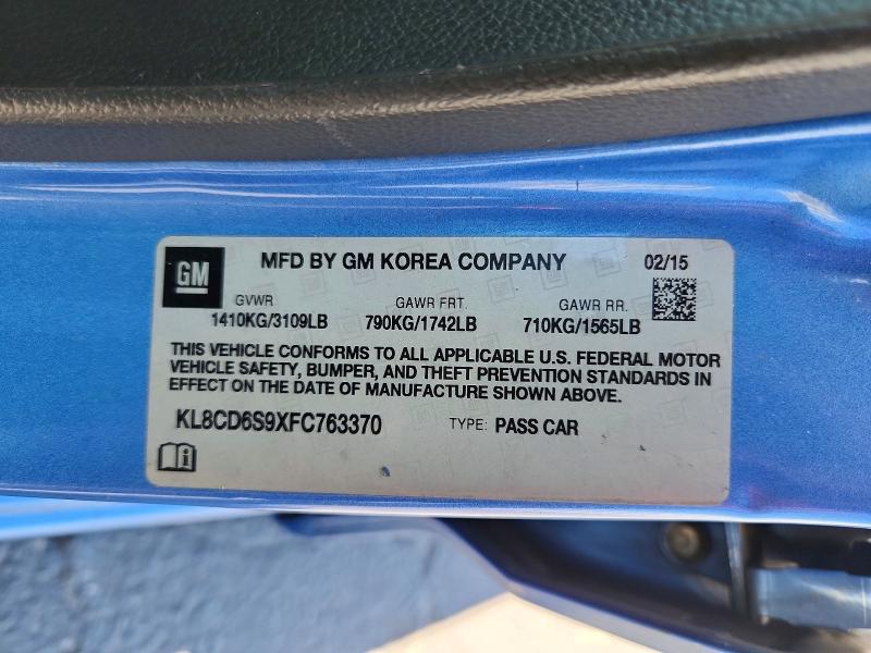 62471486 :رقم المزاد ، KL8CD6S9XFC763370 vin ، 2015 Chevrolet Spark مزاد بيع