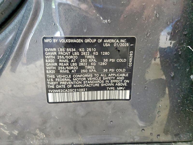 60892226 :رقم المزاد ، 1V2WE2CA2SC210921 vin ، 2025 Volkswagen Atlas Cross Sport مزاد بيع
