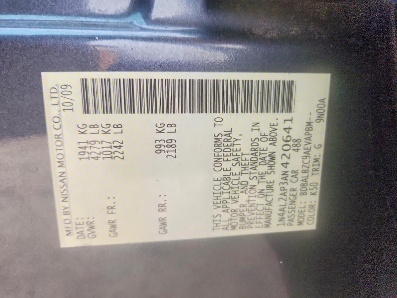 Продажа на аукционе авто 2010 Nissan Altima, vin: 1N4AL2AP3AN420641, номер лота: 61285856