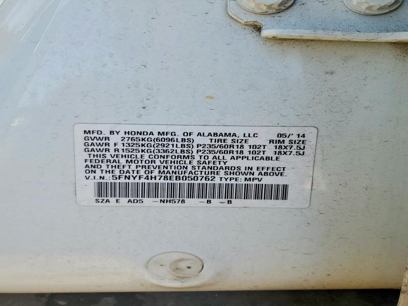 Продажа на аукционе авто 2014 Honda Pilot, vin: 5FNYF4H78EB050762, номер лота: 60191176