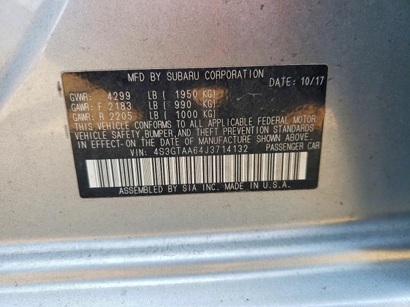 Aukcja sprzedaży 2018 Subaru Impreza, vin: 4S3GTAA64J3714132, numer aukcji: 62207536