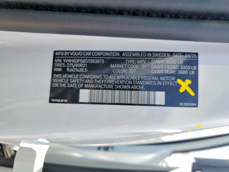 Продажа на аукционе авто 2025 Volvo Xc90, vin: YV4H60PG6S1393873, номер лота: 62805316