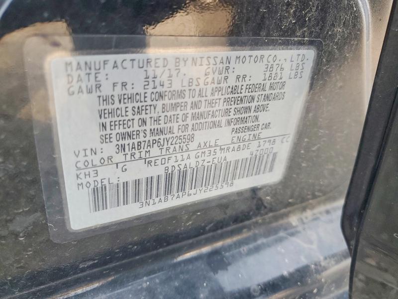 Продажа на аукционе авто 2018 Nissan Sentra, vin: 3N1AB7AP6JY225598, номер лота: 61400396