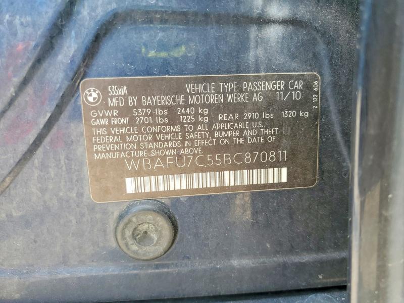 Продажа на аукционе авто 2011 Bmw 535, vin: WBAFU7C55BC870811, номер лота: 62944486