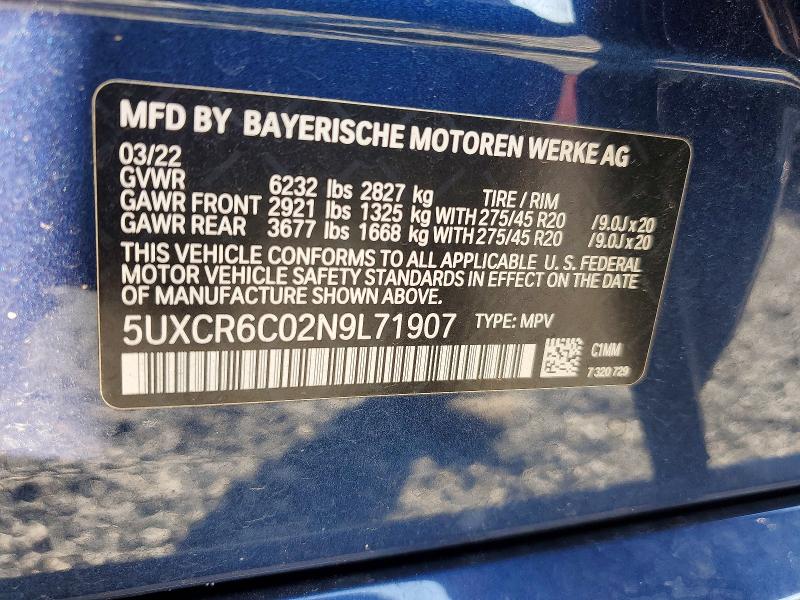 Продажа на аукционе авто 2022 Bmw X5, vin: 5UXCR6C02N9L71907, номер лота: 61208296