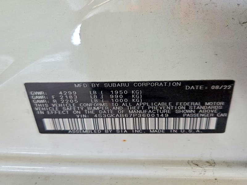 Aukcja sprzedaży 2023 Subaru Impreza, vin: 4S3GKAB67P3600149, numer aukcji: 61792336