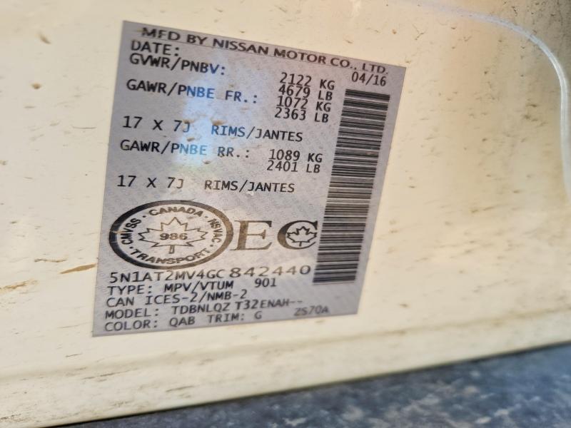 Продаж на аукціоні авто 2016 Nissan Rogue, vin: 5N1AT2MV4GC842440, номер лоту: 59645286