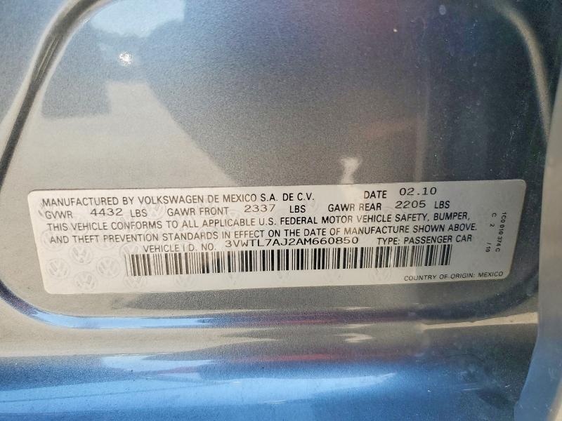 61001236 :رقم المزاد ، 3VWTL7AJ2AM660850 vin ، 2010 Volkswagen Jetta مزاد بيع
