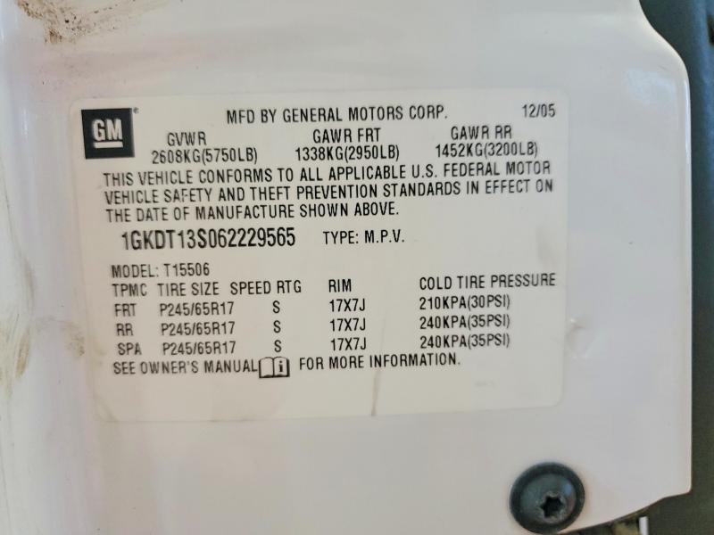 Продажа на аукционе авто 2006 Gmc Envoy, vin: 1GKDT13S062229565, номер лота: 62407006