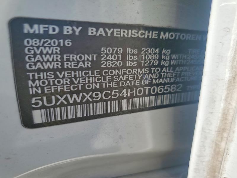 2017 Bmw X3 მანქანა იყიდება აუქციონზე, vin: 5UXWX9C54H0T06582, აუქციონის ნომერი: 54246326