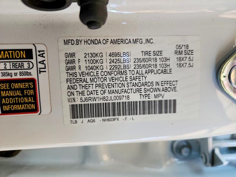 Продаж на аукціоні авто 2018 Honda Cr-v, vin: 5J6RW1H82JL009718, номер лоту: 85613215