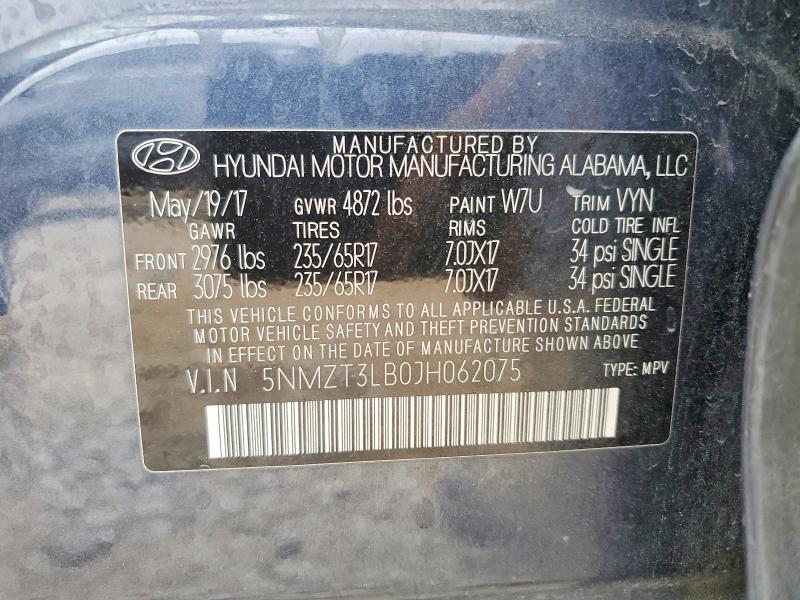 2018 Hyundai Santa Fe Sport მანქანა იყიდება აუქციონზე, vin: 5NMZT3LB0JH062075, აუქციონის ნომერი: 61052056