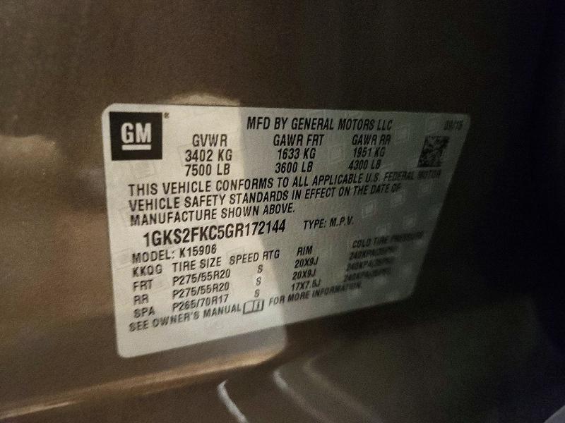 Aukcja sprzedaży 2016 Gmc Yukon Xl, vin: 1GKS2FKC5GR172144, numer aukcji: 56679936