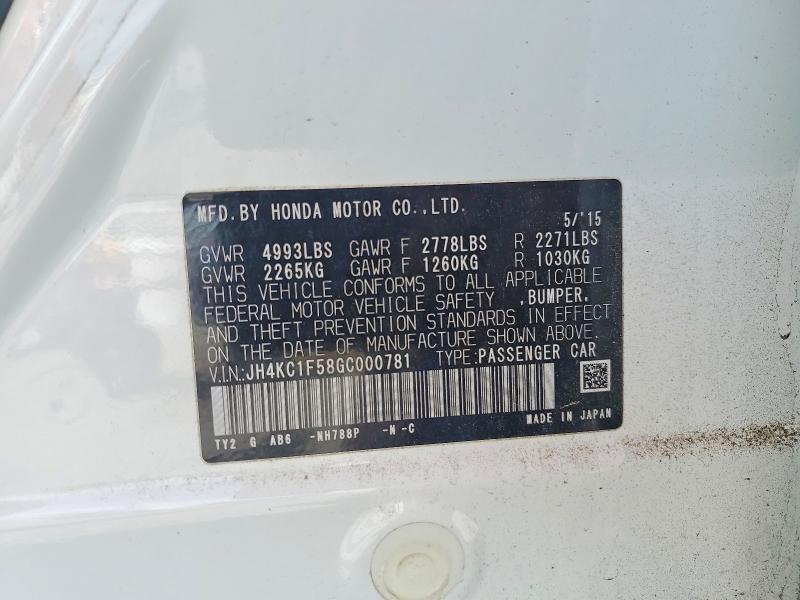 61024926 :رقم المزاد ، JH4KC1F58GC000781 vin ، 2016 Acura Rlx مزاد بيع
