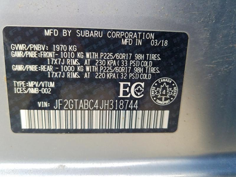 Продаж на аукціоні авто 2018 Subaru Crosstrek, vin: JF2GTABC4JH318744, номер лоту: 60779716