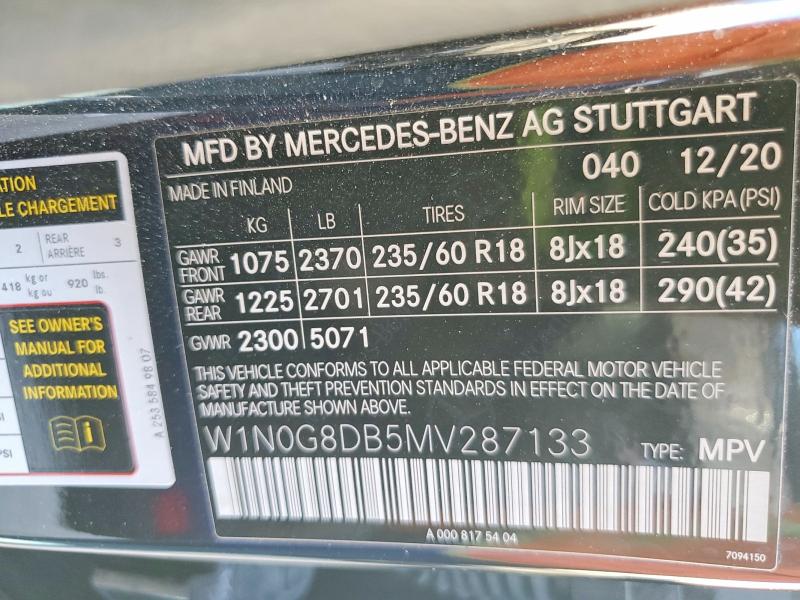 Aukcja sprzedaży 2021 Mercedes-benz Glc, vin: W1N0G8DB5MV287133, numer aukcji: 62424436