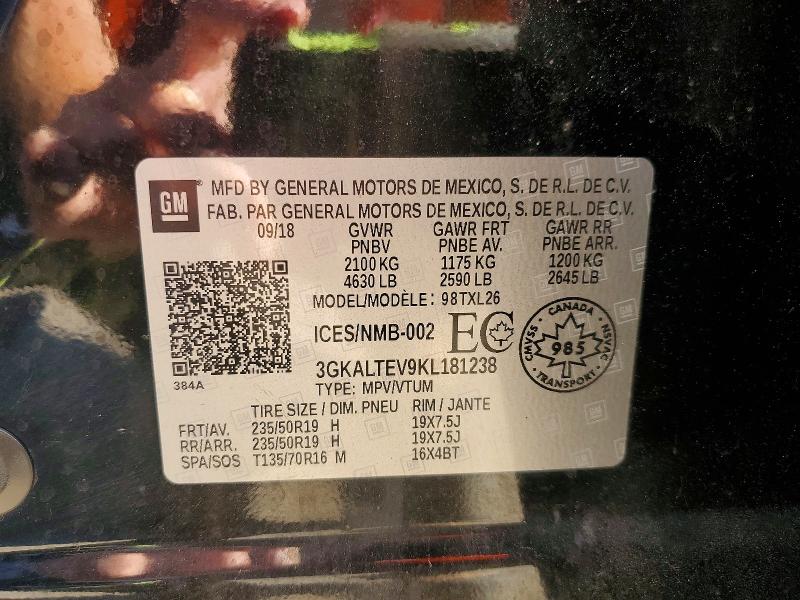 61604626 :رقم المزاد ، 3GKALTEV9KL181238 vin ، 2019 Gmc Terrain مزاد بيع
