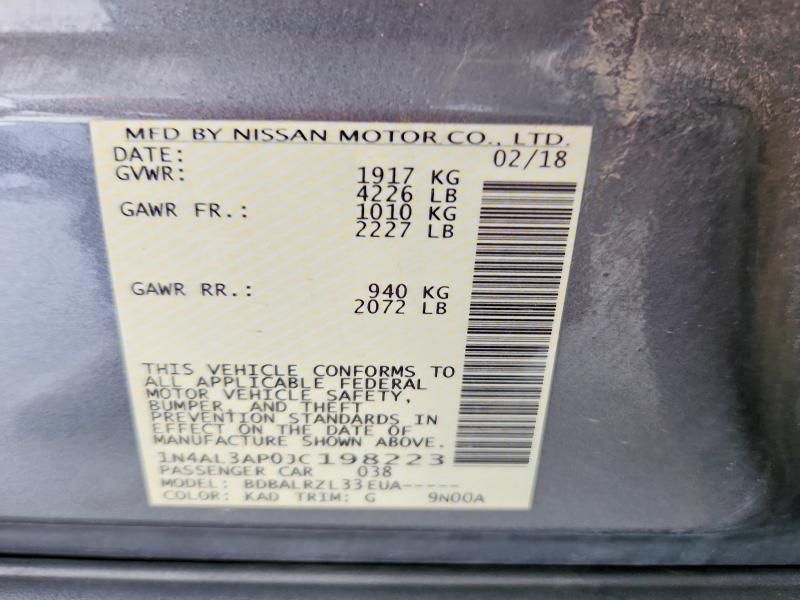 Продажа на аукционе авто 2018 Nissan Altima, vin: 1N4AL3AP0JC198223, номер лота: 62446216