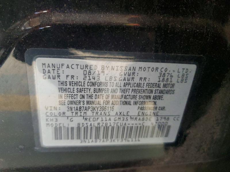 62292986 :رقم المزاد ، 3N1AB7AP3KY396116 vin ، 2019 Nissan Sentra مزاد بيع