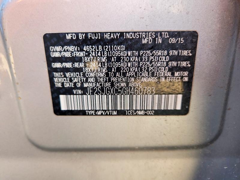 61502726 :رقم المزاد ، JF2SJGXC5GH460783 vin ، 2016 Subaru Forester مزاد بيع
