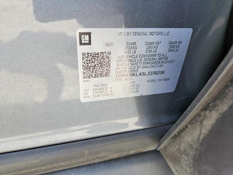 61906416 :رقم المزاد ، 1GKKNKLA5LZ236206 vin ، 2020 Gmc Acadia مزاد بيع