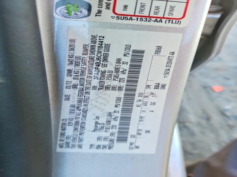 2012 Ford Fiesta მანქანა იყიდება აუქციონზე, vin: 3FADP4BJ6CM184412, აუქციონის ნომერი: 63515396