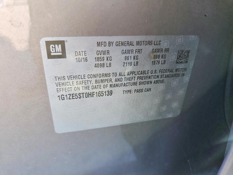 2017 Chevrolet Malibu მანქანა იყიდება აუქციონზე, vin: 1G1ZE5ST0HF165139, აუქციონის ნომერი: 63515206