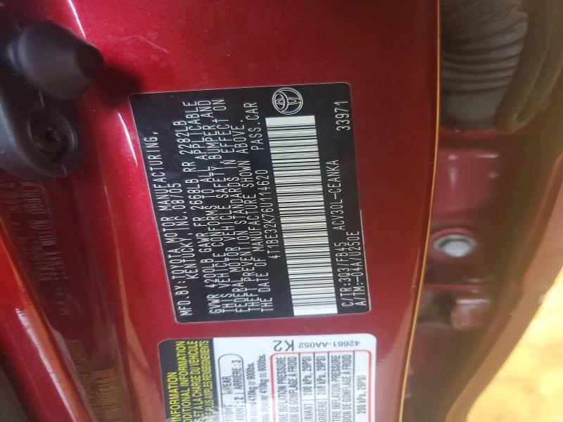 2006 Toyota Camry მანქანა იყიდება აუქციონზე, vin: 4T1BE32K76U114620, აუქციონის ნომერი: 62603316